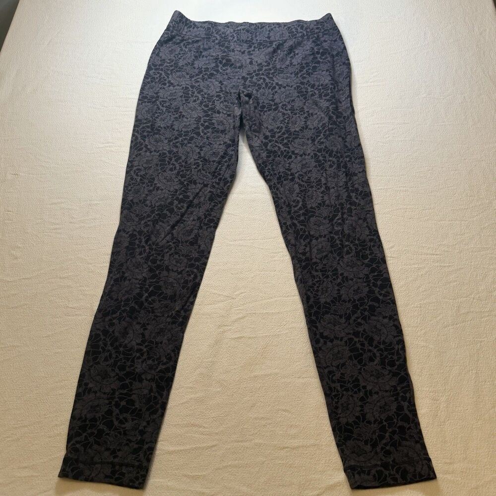 Maurices Jeggings Women’s Large Black Gray Floral Print Skinny Legging Tapered